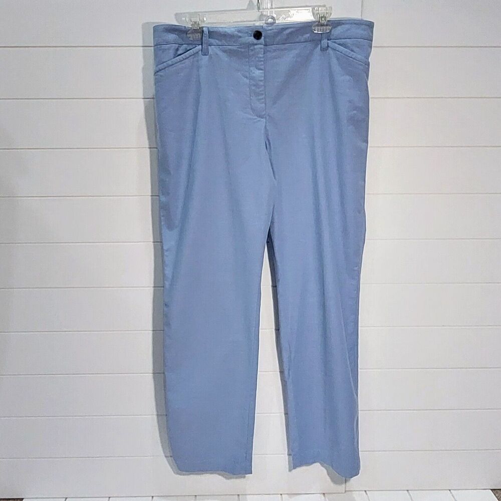 Talbots Women's 14 The Perfect Chino Pants Blue Full Length Cotton Inseam 30.5"